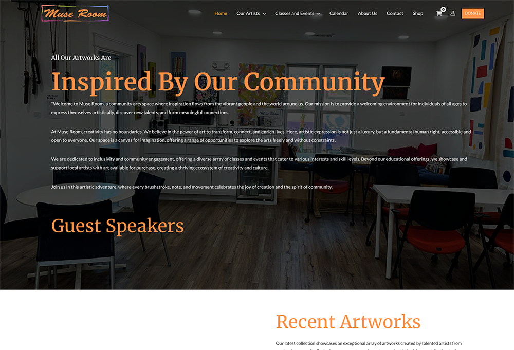 The Muse Room website, designed and built by Good Minded